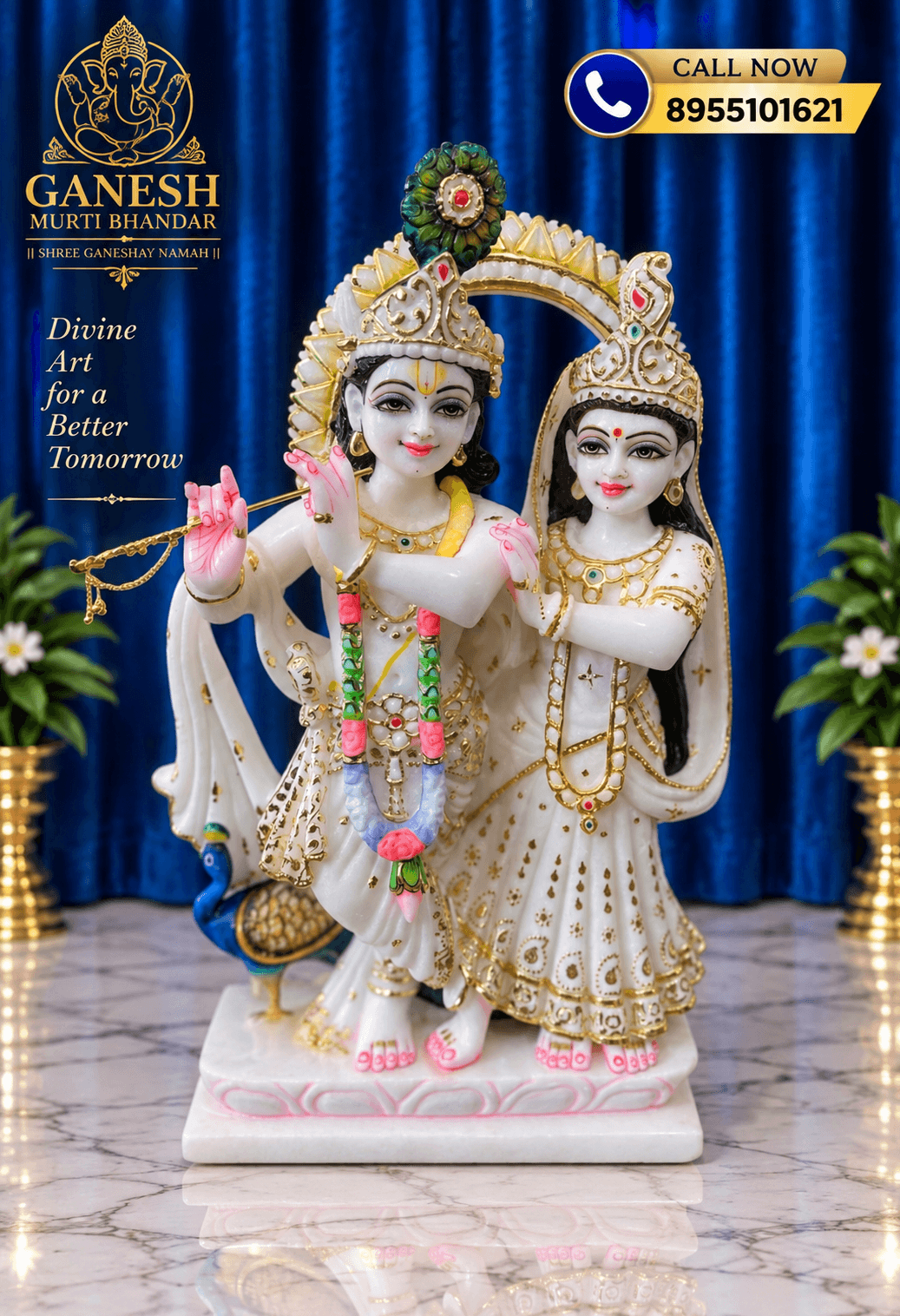 jugal radhakrishna marble statue2ft (1)
