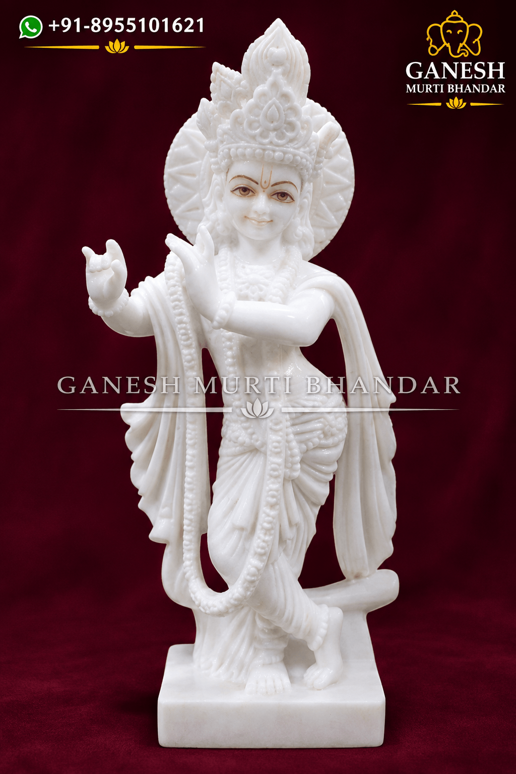 18 inch marble krishna statue