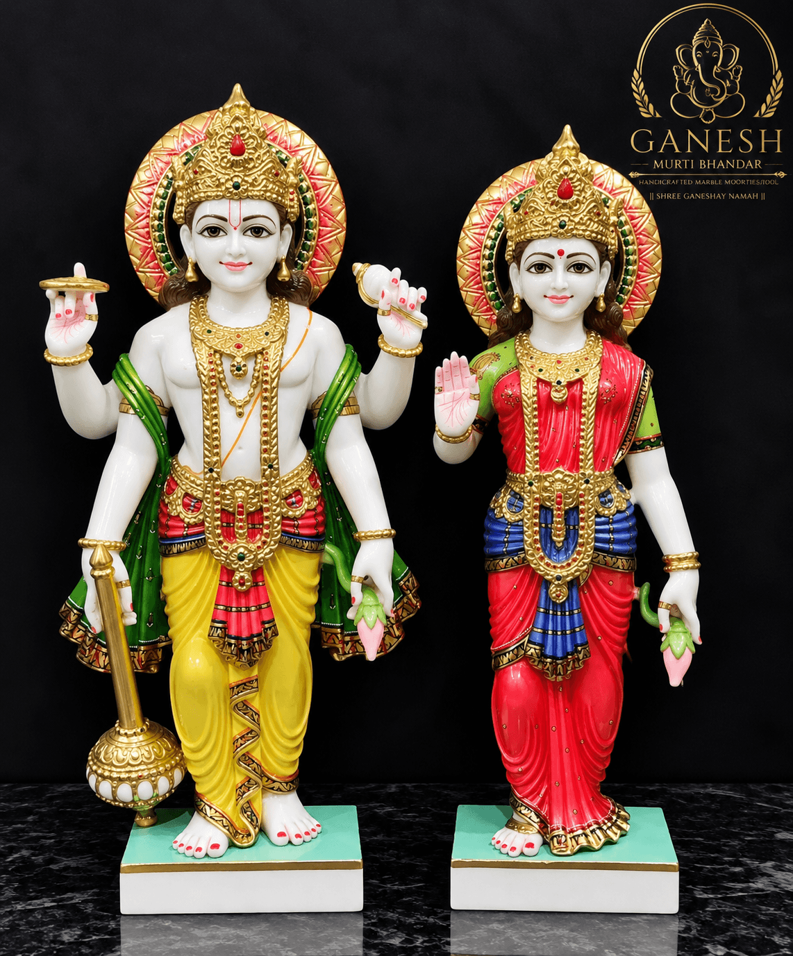 colored laxmi narayan statue